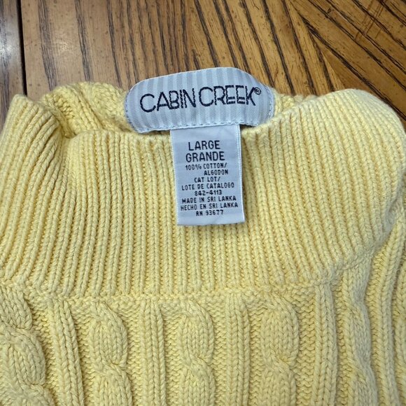Vintage Cabin Creek Cable Knit Sweater Vest, Yellow, Large, Women's , Preppy - Picture 3 of 3